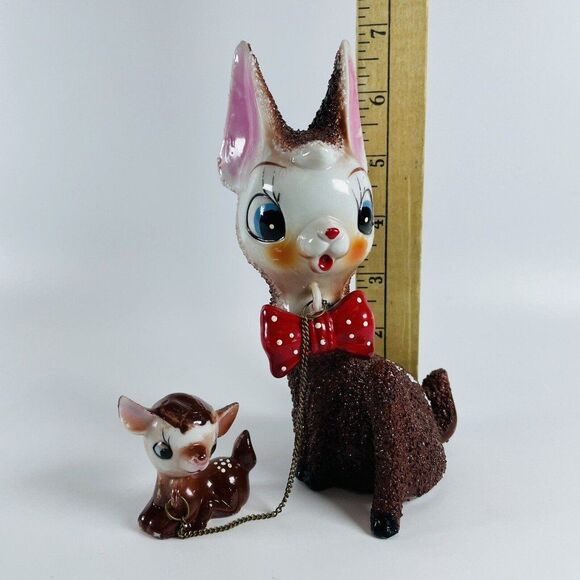 Arnart Sugar Salt Glazed Chain Deer Family Figurines Japan VTG MCM Christmas - Picture 2 of 12